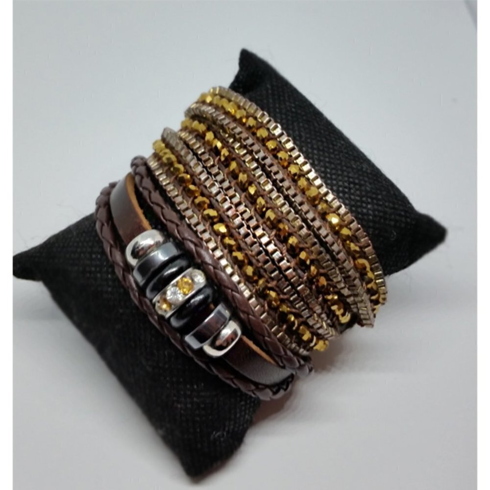 BUNDLE lot 2 boho style faux leather and long wrap bracelet statement unisex